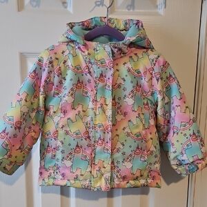 Snow Suit, 3 Piece. Blue Pink with Unicorn Print